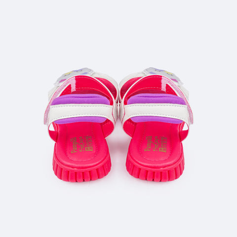 Sandália Papete Infantil Pamps Candy Branca e Pink - traseira comfy da sandália infantil