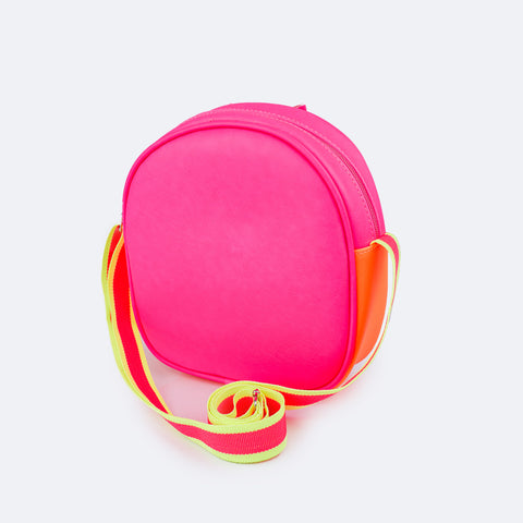 Bolsa Infantil Pampili Customizável Monstrinho Pink e Colorida - Vem com 4 Patches - traseira da bolsa e alça de gorgurão 