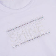 Camiseta Infantil Pampili Shine Tela e Strass Branca - detalhe de pedras strass