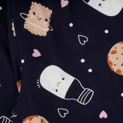 Pijama Infantil Alakazoo Manga Longa Brilha no Escuro Biscoito Rosa e Marinho - pijama com calça estampada