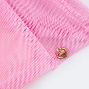 Vestido Infantil Pampili Tule e Pedras Strass Rosa  - pingente de coração dourado na barra