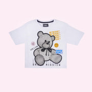 Camiseta Infantil Vallen Urso Branca - frente da camiseta infantil branca