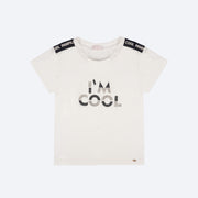 Camiseta Infantil Pampili Gorgurão e Tachas Off White - frente da camiseta infantil feminina