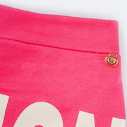 Short Saia Infantil Pampili Estampa Fashion Pink  - pingente em metal dourado 