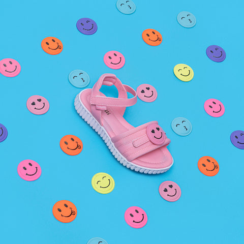 Sandália Papete Infantil Candy Pam Surprise Emoji Rosa Chiclete- Ganhe Patch Surpresa.