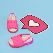 Sandália de Led Infantil Pampili Lily Luz Neon Pink Fluor.