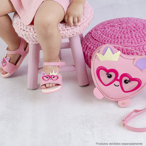 Bolsa Infantil Pampili de Coração Rosa Chiclete  - combina com sandália birken