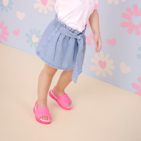 Sandália de Led Infantil Pampili Lily Luz Neon Pink Fluor.