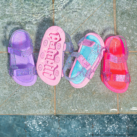 Sandália Papete Infantil Pampili Sun Glee Glitter Rosa - coleção sandália infantil de verão