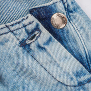Salopete Jeans Infantil Pampili Strass Azul - botão lateral 