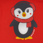 Pijama Infantil Cara de Criança Pinguim Branco e Vermelho - pijama estampado