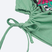47850089-VERDE Camiseta Infantil Vallen Amarração Lateral Verde Menta - detalhe aberto na lateral