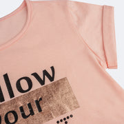 Camiseta Infantil Pampili Your Heart Metalizada Rosa Novo - camiseta manga virada