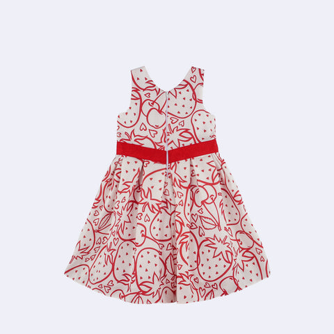 Vestido de Festa Bebê Petit Cherie Sweet Love Morango e Cereja Branco Vermelho - 1 a 3 anos - costas do vestido