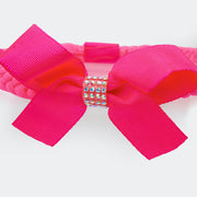 Faixa de Cabelo Infantil Feminina Trançada com Laço Pink Neon.