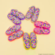 Sandália Infantil Lyra Glee Tratorada Transparente Coral e Colorida - coleção sandália colorida