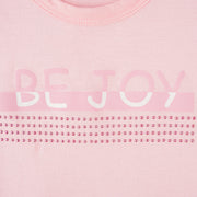 Camiseta Infantil Feminina Pampili Estampa Be Joy Tule Degradê e Rosa  - estampa e aplicação de tachas 