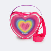 Bolsa Infantil Pampili Corações Diversos Libras Pink Maravilha  - parte da frente da bolsa com aplique 5D