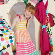 Vestido Kids Món Sucré Midi Multicolorido - Menina vestindo