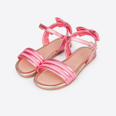 Sandália Infantil Primeiros Passos Pampili Mili Laço Traseiro Rosa Claro - frente da sandália infantil glitter