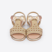 Sandália Infantil Primeiros Passos Pampili Mili Perfuro Coração Dourada - frente sandália de glitter