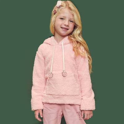 Blusa Infantil Kukiê Soft com Capuz Rosa Bebê - blusa de frio feminina