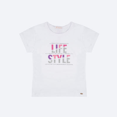 Camiseta Infantil Pampili Life Style Tachas Branca - frente camiseta infantil feminina