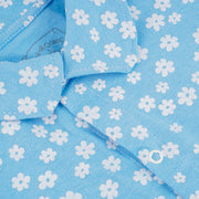 Pijama Kids Cara de Criança Camisa com Botão Flores Azul - 8 Anos - bola e botão frontal