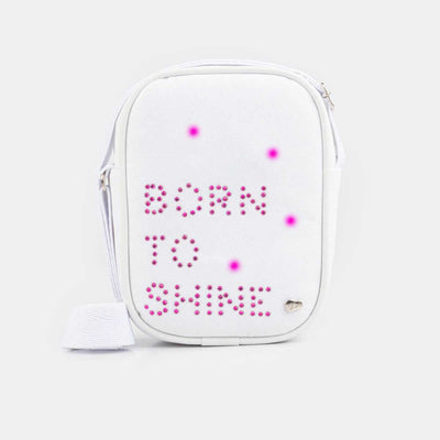 Bolsa Infantil Feminina Branca Com Glitter E Led - Born To Shine - pampili