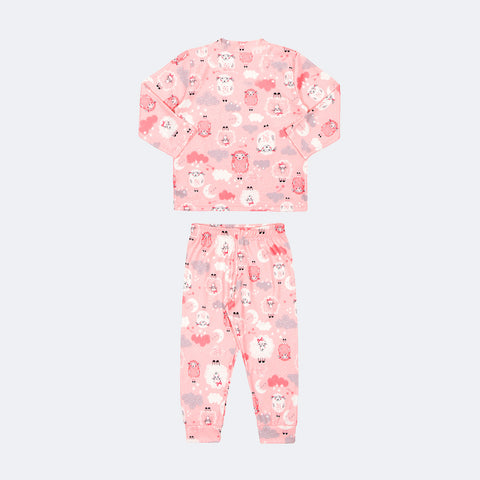 Pijama Infantil Alakazoo Manga Longa Ovelinha Rosa - costas pijama feminino