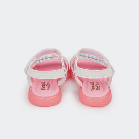 Sandália de Led Infantil Pampili Lulli Calce Fácil Branca e Colorida - foto da parte traseira