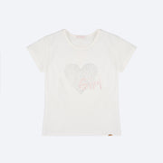 Camiseta Infantil Pampili Girl Coração Strass Off White - frente camiseta bebê