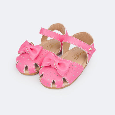 Sandália de Bebê Pampili Nana Laço e Nó Pink - frente sandália bebê