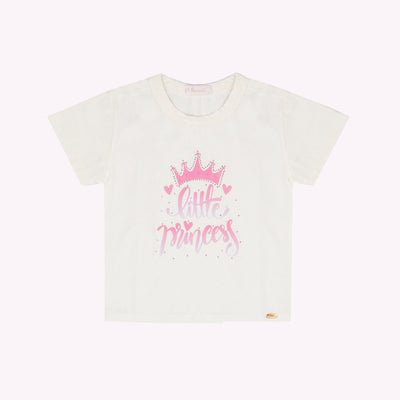 Camiseta Infantil Pampili Little Princess Strass Off White - frente da camiseta infantil off white