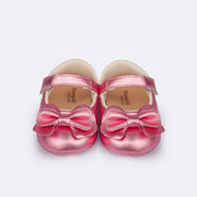 Sapato de Bebê Pampili Nina Laço Duplo Rosa Claro - frente sapato infantil laço