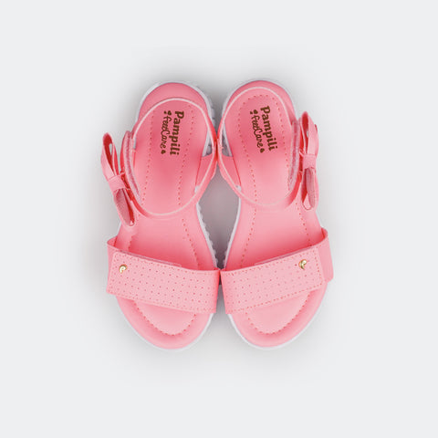Sandália Papete Infantil Candy com Laço e Calce Fácil Rosa Neon  - foto superior 
