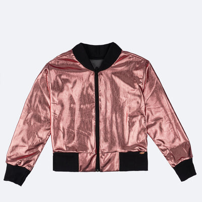 Jaqueta Infantil Pampili Rocker Metalizada Rose - frente jaqueta feminina