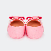 Sapato de Bebê Pampili Nina Calce Fácil Perfuros e Laço Rosa Neon - foto da parte traseira do sapato 