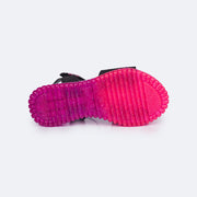 Sandália Papete Infantil Candy Glitter e Strass Preta e Pink - sola antiderrapante