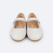 Sapatilha Infantil Bailarina com Velcro Branca - foto frontal do calçado