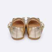 Sapato Infantil Pampili Mini Angel com Laço Duplo Glitter Strass Dourado - foto traseira do sapato 