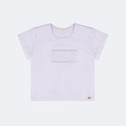 Camiseta Infantil Pampili Shine Tela e Strass Branca - frente da camiseta branca