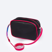 Bolsa Infantil Pampili Pamps com Glitter Preta e Pink - traseira da bolsa e alça regulável
