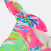 Vestido de Bebê Mon Sucré com Calcinha e Babados Tropical Colorido Neon - detalhe alça