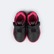Tênis de Led Infantil Pampili Sneaker Luz Calce Fácil com Perfuros Preto e Pink  - parte superior mostrando conforto interno 