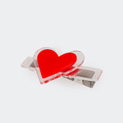 Presilha de Cabelo Bico de Pato Pampili com Coração Vermelho  - foto da presilha com bico de para prata 