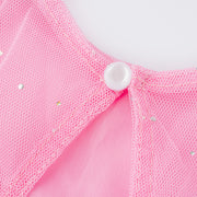 Vestido de Festa Bambollina Tule e Cinto Glitter com Laço Rosa - 2 a 6 Anos - fechamento do botão