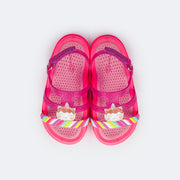 Sandália Papete Infantil Pampili Biz Glee Unicórnio Pink e Colorida - palmilha confortável