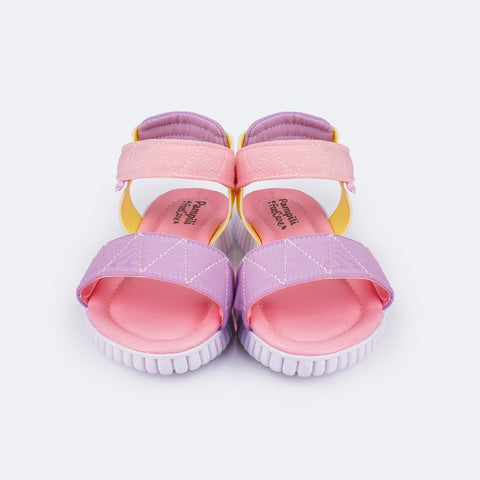 Sandália Papete Infantil Pampili Candy Tecido Comfy Matelassê Colorido  - frente da sandália 