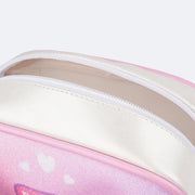 Bolsa Infantil Pampili Pam Surprise Strap Fone Estampa e Glitter Branca e Colorida - Vem com mimo especial - abertura em zíper e forro interno 